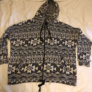 American Eagle Outfitters womens XL Aztec print Zip-Up Sweater hoodie pockets